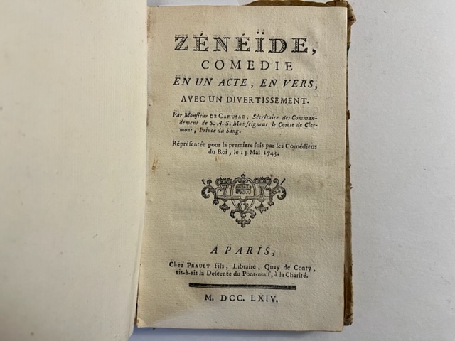 Zeneide. Comedie en un acte, en vers, avec un divertissement